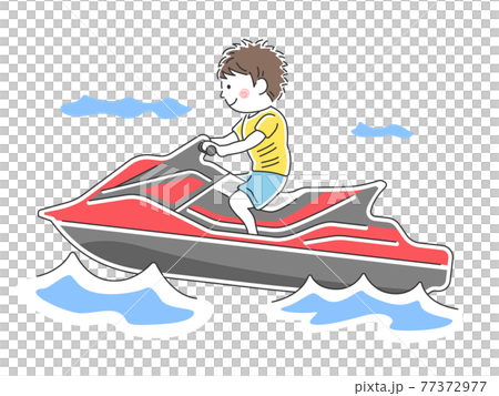 Illustration of a person riding a personal watercraft Illustration of a person riding a personal watercraft 77372977