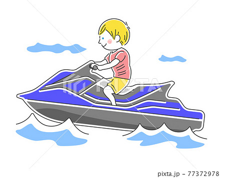 水上バイクに乗る人のイラスト 77372978