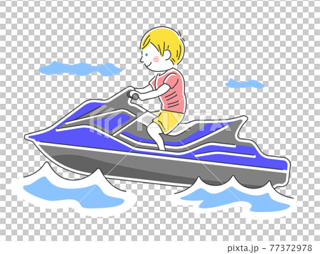 水上バイクに乗る人のイラスト 77372978