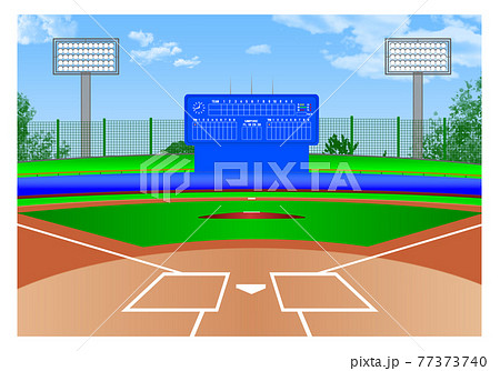 公営硬式野球場 ベースボールグラウンド のイラスト素材