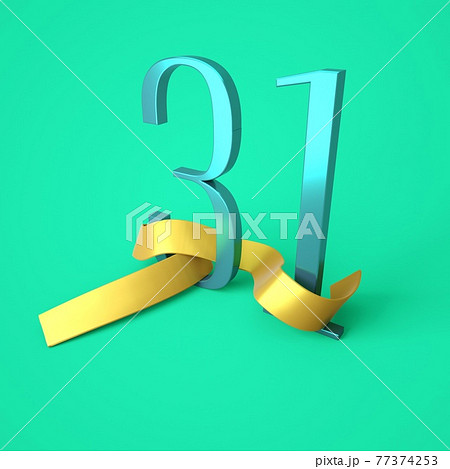 Number Thirty One With A Gold Ribbon The 31st のイラスト素材