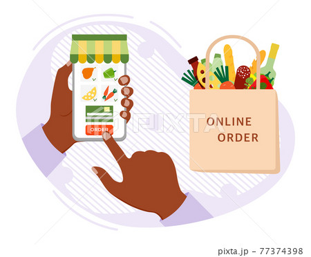 Online Grocery Store Order Shopping Delivery Cell Online Grocery Store Order Shopping Delivery Cell 77374398