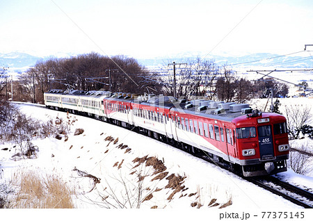 1998年　雪の磐越西線を行く455系快速ばんだい6両 77375145