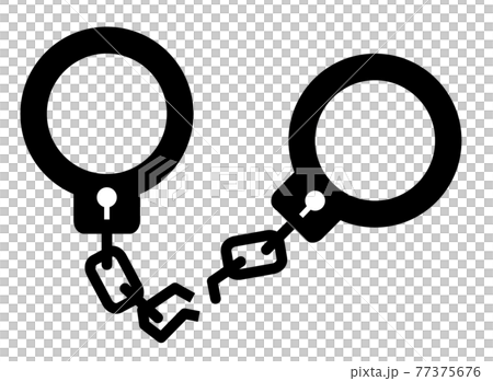 クサリが破損した手錠のイラスト 77375676
