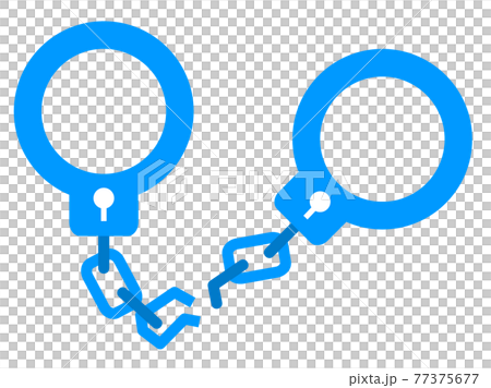 クサリが破損した手錠のイラスト 77375677