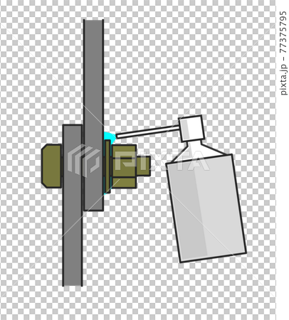 Cross section of spraying lubricant to loosen screws 77375795