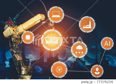 Smart industry robot arms for digital factory production technology 77376256