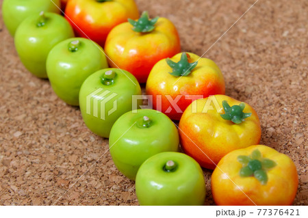 野菜, 果物, ミニュチュア, おもちゃ, トマト, りんご, 青りんご, 青リンゴ, 食べ物,雑貨 77376421