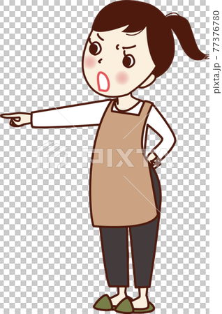 An angry woman pointing her finger. 77376780