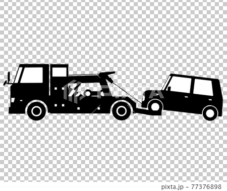 レッカー車 白黒シルエットのイラスト素材 77376898 Pixta