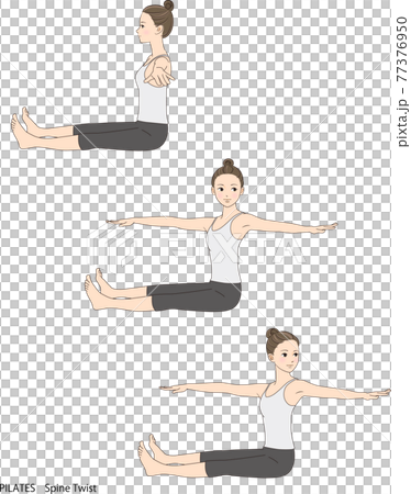 Pilates Sequence, Spine Twist - Stock Illustration [77376950] - PIXTA