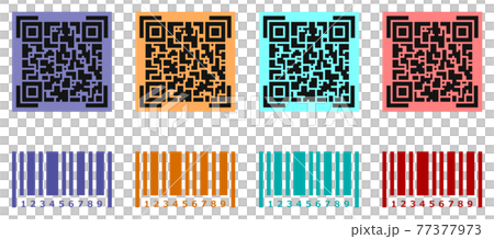 QRコードとバーコードの見本イラスト 77377973
