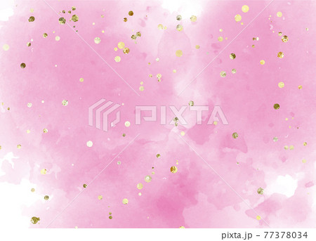 Beautiful pink water-colour background, great design for any purposes. Invitation ,Greeting card template. Vector gold glitter background texture. 77378034