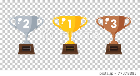 かわいいトロフィーのイラスト 金銀銅 数字入りのイラスト素材 7737
