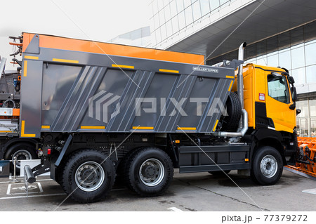 Big new truck standing on the road. Big new truck standing on the road. 77379272
