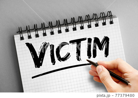 Victim text on notepad, concept background 77379480