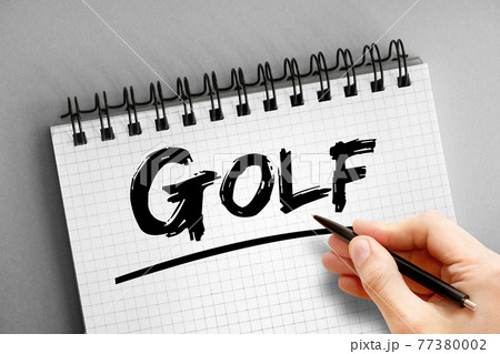 Golf text on notepad, sport concept background Golf text on notepad, sport concept background 77380002