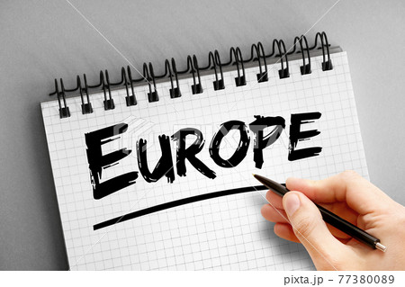 Europe text on notepad, concept background 77380089