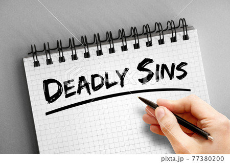 Deadly sins text on notepad, concept background 77380200