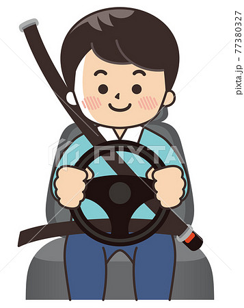 車を運転する男性 安全運転 シートベルトのイラスト素材
