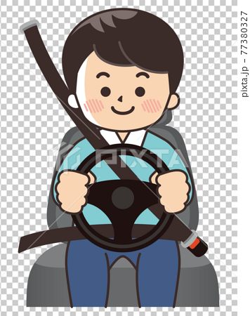 車を運転する男性 安全運転 シートベルトのイラスト素材