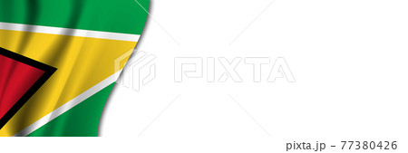 Guyana flag on white background. White background with place for text near the flag of Guyana Guyana flag on white background. White background with place for text near the flag of Guyana 77380426