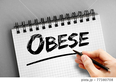 Obese text on notepad, health concept background 77380708