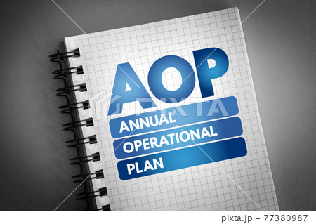 AOP - Annual Operational Plan acronym on notepad, business concept background 77380987