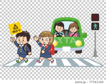 小學生過人行橫道 汽車交通安全 77381208