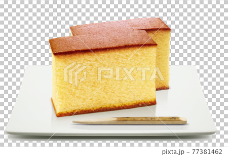 Castella Illustration Set Real Plate - Stock Illustration [77381462 ...