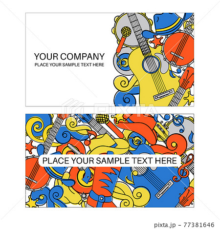 COUNTRY MUSIC BUSINESS CARD American Cowboy Western Festival Vector Illustration Set For Print 77381646