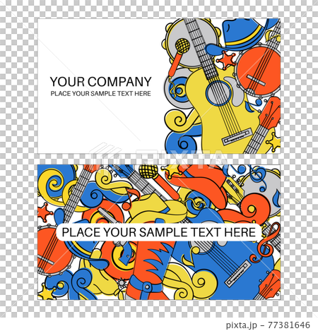 COUNTRY MUSIC BUSINESS CARD American Cowboy Western Festival Vector Illustration Set For Print 77381646