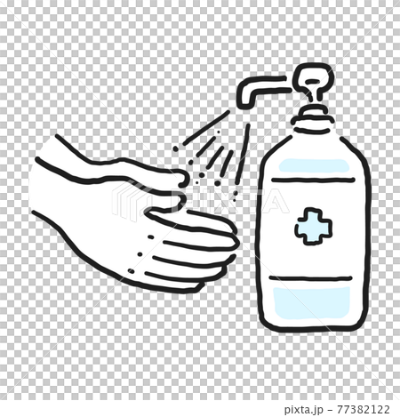 Hand-drawn illustrations to disinfect hands to prevent infectious diseases Hand-drawn illustrations to disinfect hands to prevent infectious diseases 77382122