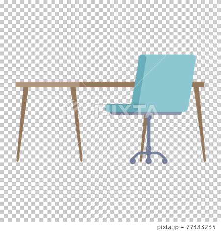 オフィスのデスクと椅子 後ろ側 のイラスト素材