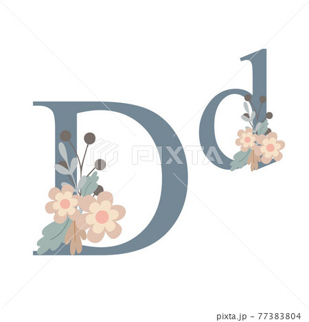 Letters of alphabet decorated with flowers, floral monogram vector illustration in simple boho style, flat pastel colored decorative lettering Letters of alphabet decorated with flowers, floral monogram vector illustration in simple boho style, flat pastel colored decorative lettering 77383804