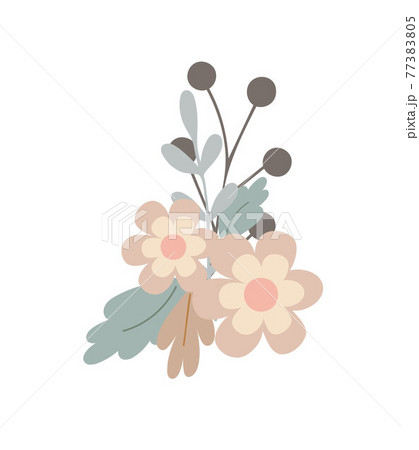 Simple flowers pastel-colored floral arrangement in flat style vector illustration, symbol of spring, cozy home, Easter holidays celebration decor, clipart for cards, bohemian springtime decoration Simple flowers pastel-colored floral arrangement in flat style vector illustration, symbol of spring, cozy home, Easter holidays celebration decor, clipart for cards, bohemian springtime decoration 77383805