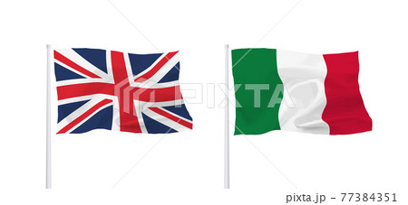 イタリアとイギリスの国旗 77384351