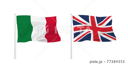 イタリアとイギリスの国旗 77384353