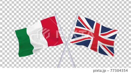 イタリアとイギリスの国旗のイラスト素材