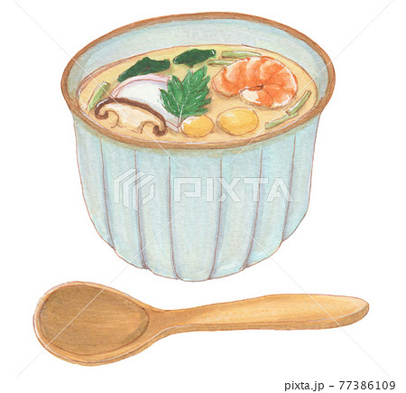手描き飲食メニュー 茶碗蒸しのイラスト素材