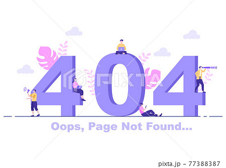 404 Error And Page Not Found Vector Illustration. Lost Connect Problem, Warning Sign, Or Site Breakdown. Landing Page Template 77388387