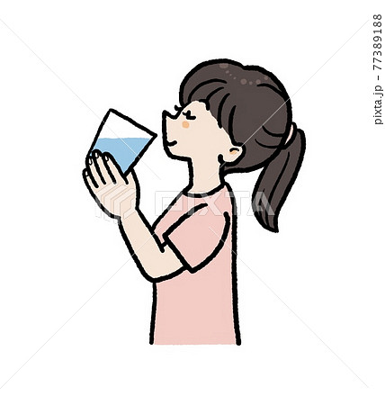 水を飲む女性のイラストのイラスト素材 7731