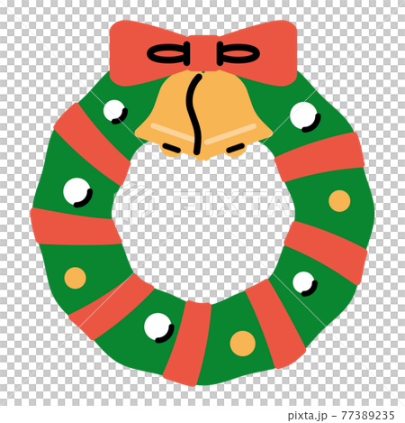シンプルなクリスマスリースのイラスト素材