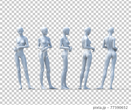 ポーズ集　各方向　女性　ヌード 77390652