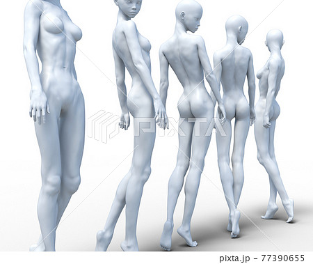 ポーズ集　各方向　女性　ヌード 77390655