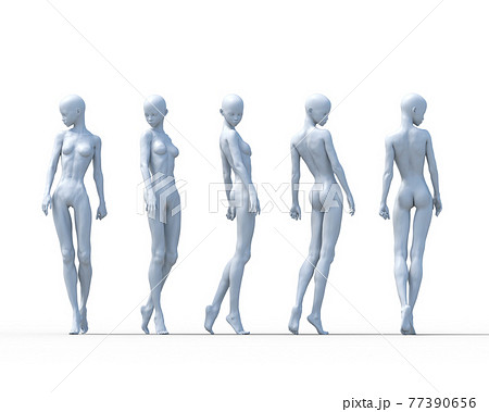 Pose Collection Female Nude In Each Direction Stock Illustration
