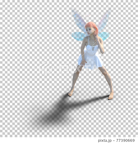 美腿天使燙髮3DCG插畫素材 77390669