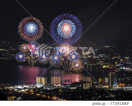 滋賀県大津市 びわ湖大花火大会の写真素材