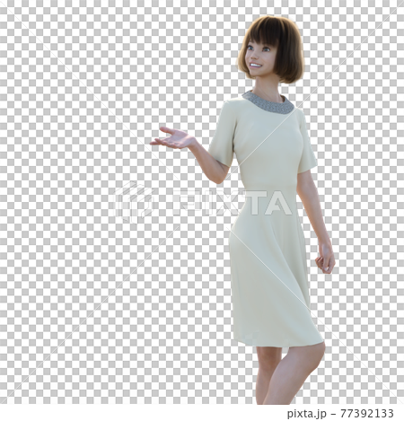 ポーズするワンピースの若い女性 Perming3dcgイラスト素材のイラスト素材