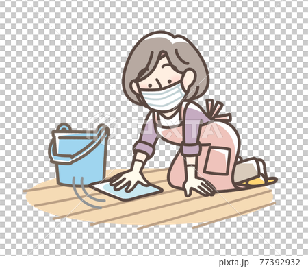 床を拭くおばあさん 77392932